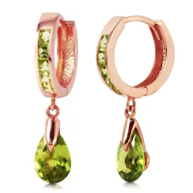 3.9 Carat 14K Solid Rose Gold Huggie Earrings Dangling Peridot