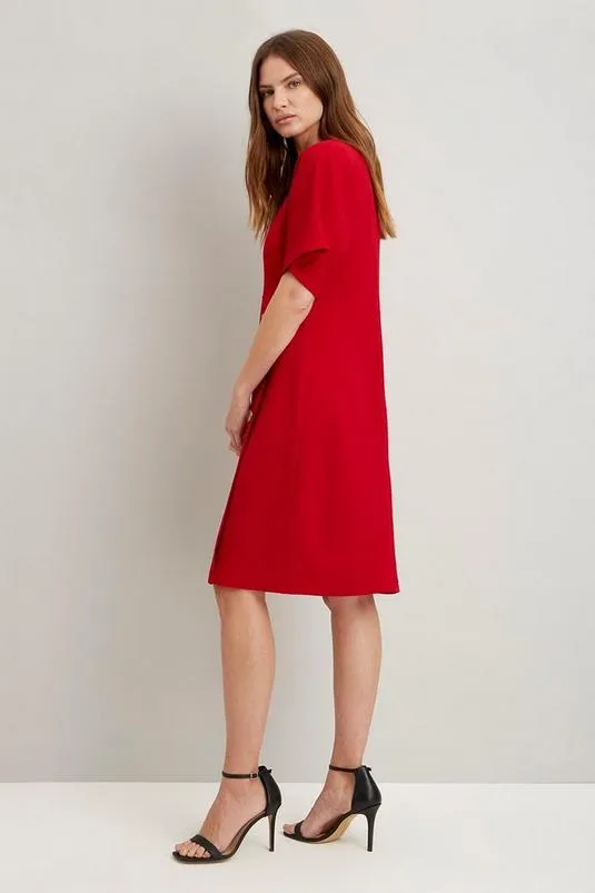 Button Front Detail Red Dress