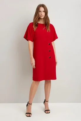 Button Front Detail Red Dress