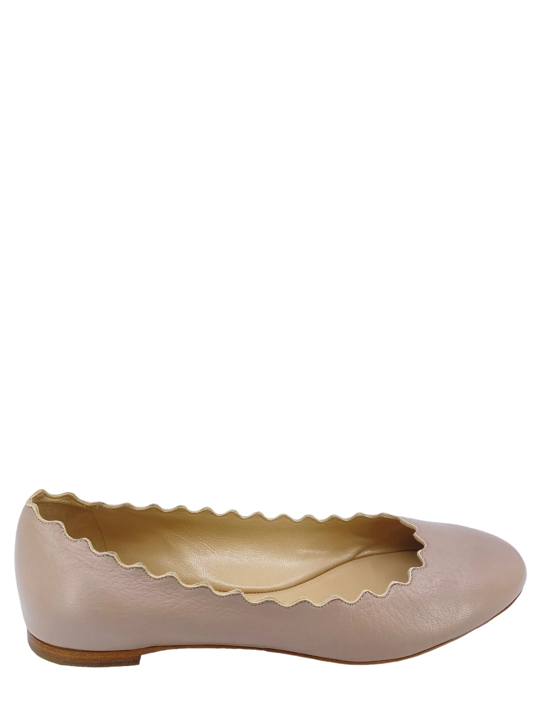 Chloe Lauren Scalloped Leather Ballet Flats Size 8.5