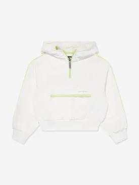 Converse Girls Half Zip Boxy Utility Hoodie in Ivory