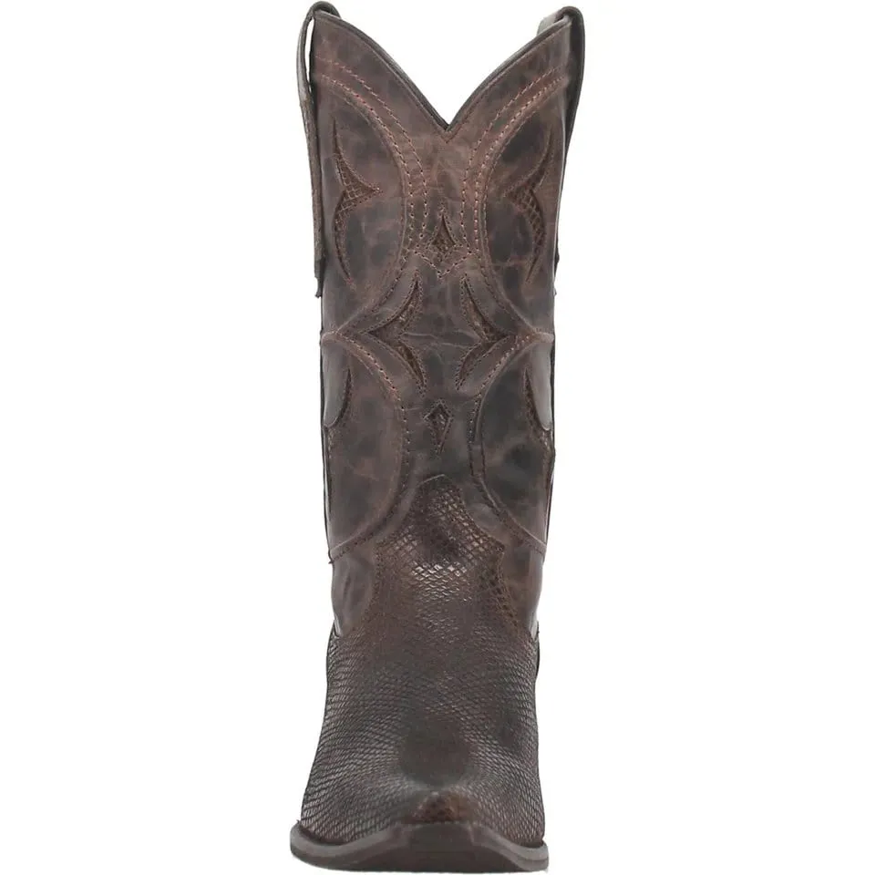 Dingo Men's Dodge City Lizard Print Leather Snip Toe Boots - Brown