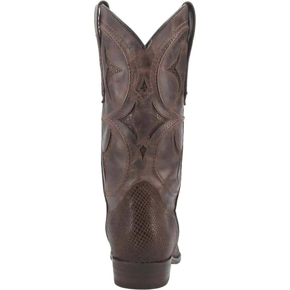 Dingo Men's Dodge City Lizard Print Leather Snip Toe Boots - Brown