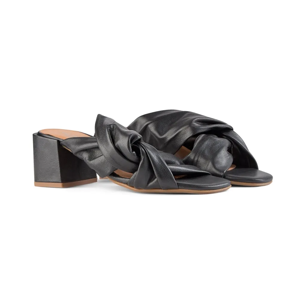 Elodie Twist Mules - BLACK