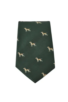 GT12 - 100% Silk Woven Tie / Dog - GREEN