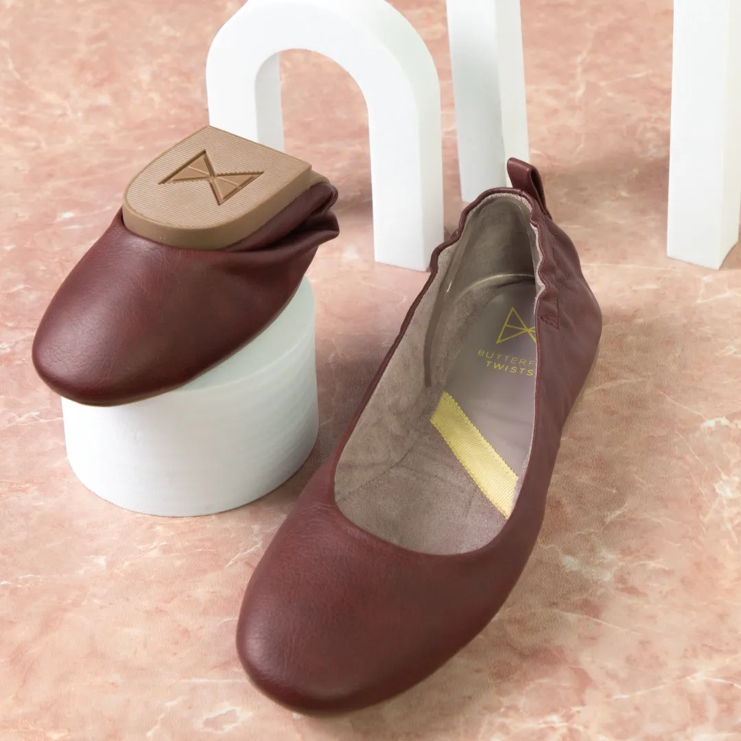 JESSIE Ballet Flat Shoes - Burgundy Malta