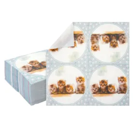 Kitten Paper Napkins for Kitty Cat Birthday Party Supplies (6.5x6.5 In, 100 Pack)