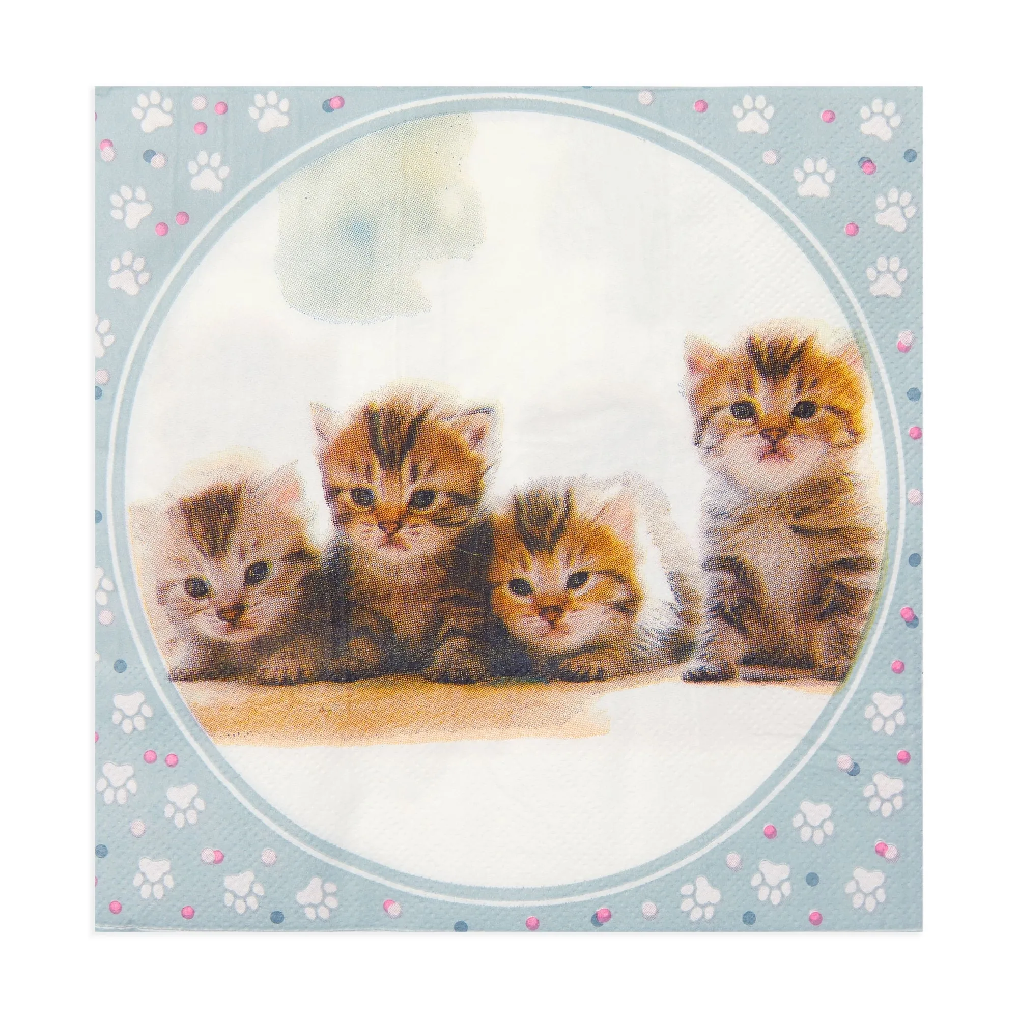 Kitten Paper Napkins for Kitty Cat Birthday Party Supplies (6.5x6.5 In, 100 Pack)