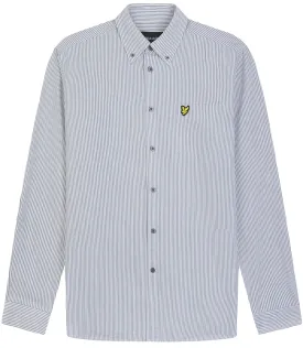 Lyle and Scott Mens Stripe Oxford Shirt Gunmetal White