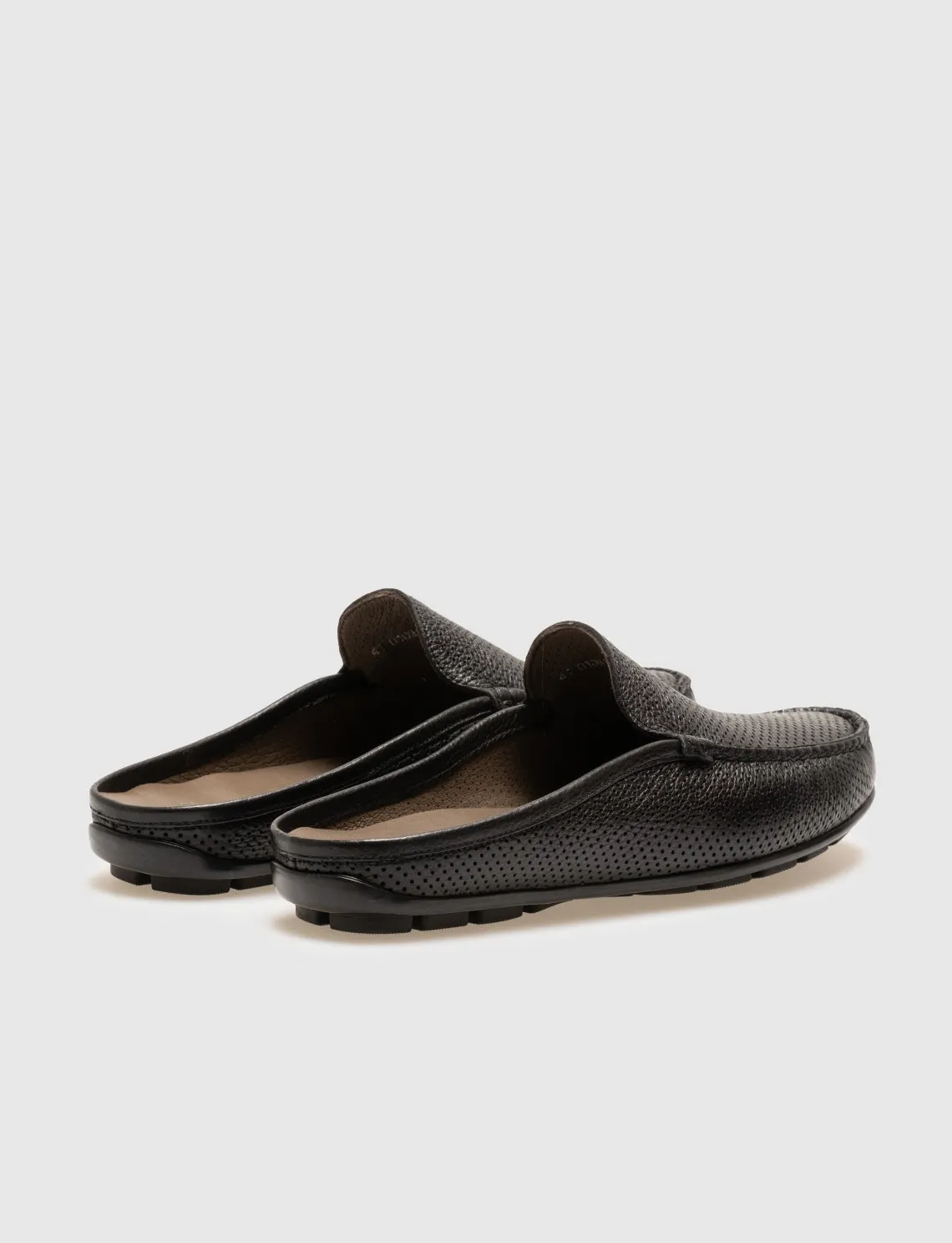 Men Black Genuine Leather Mules