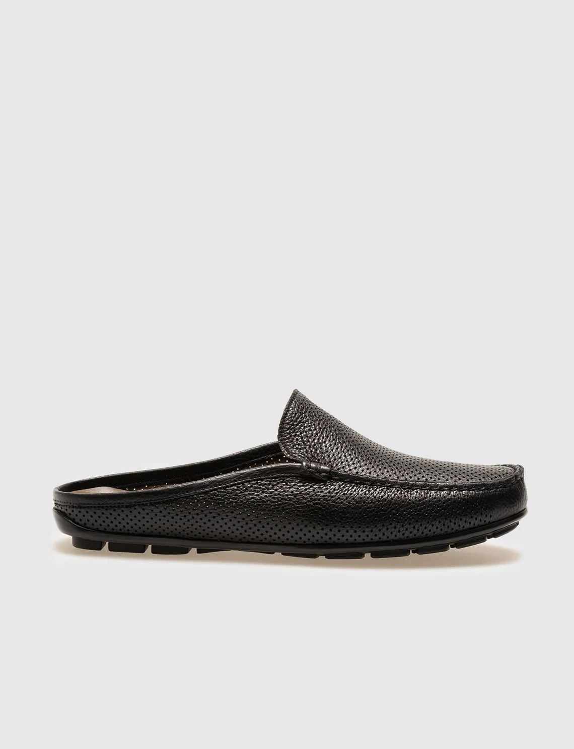 Men Black Genuine Leather Mules