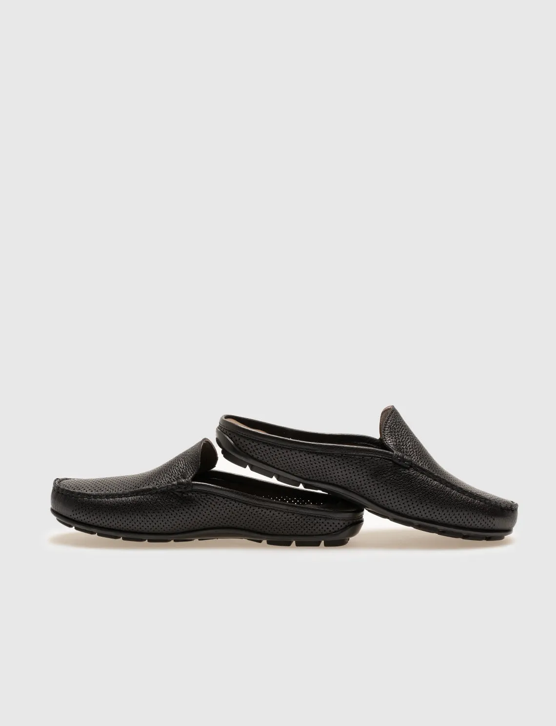 Men Black Genuine Leather Mules