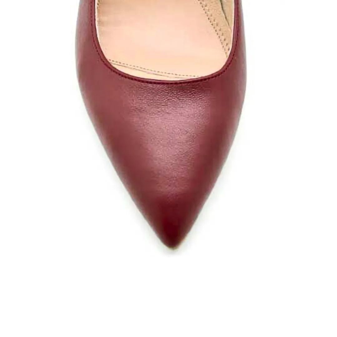 Midnight Maroon Leather Slingback Kitten Heel