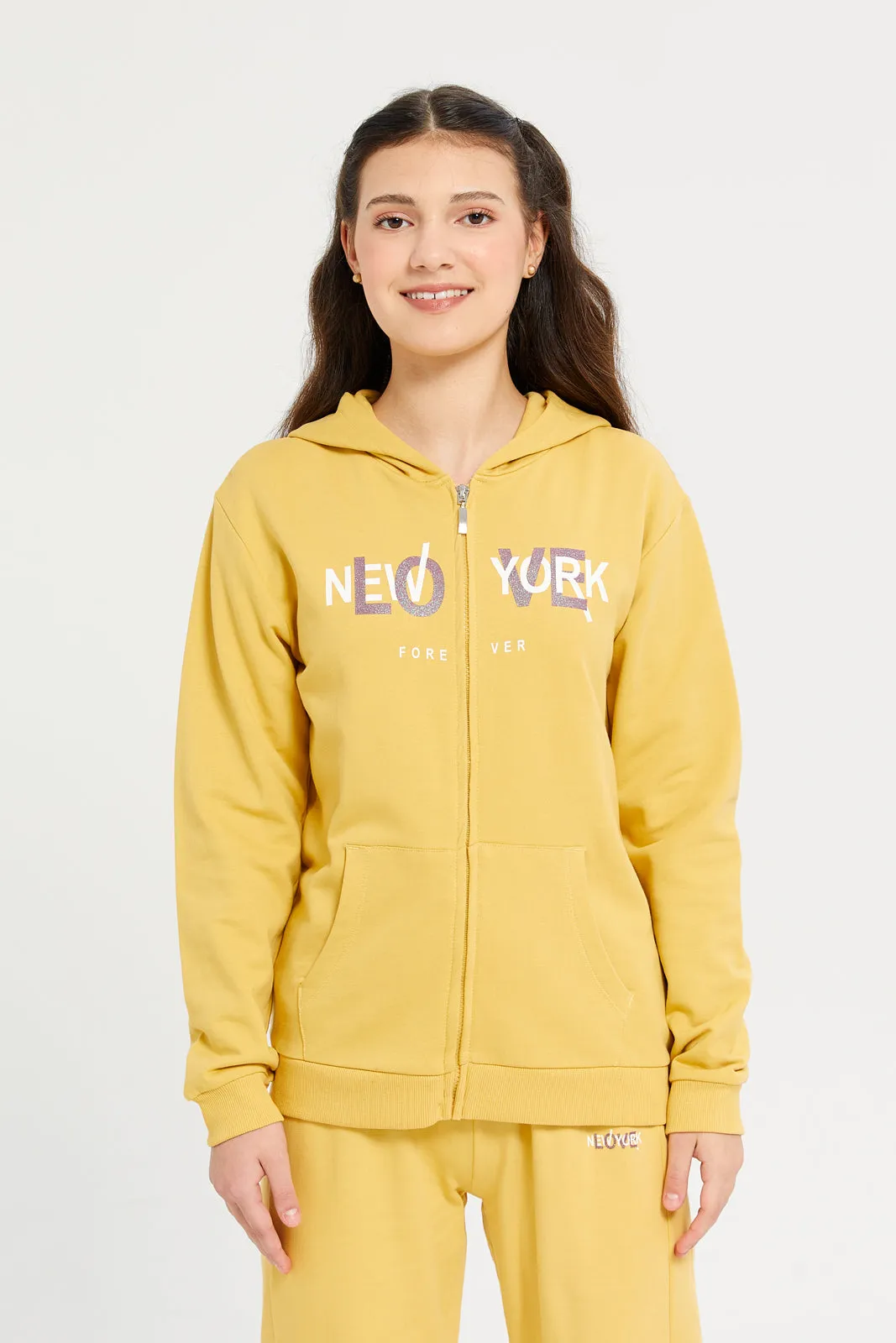 Mustard Hoody Zip Thru Sweatshirts