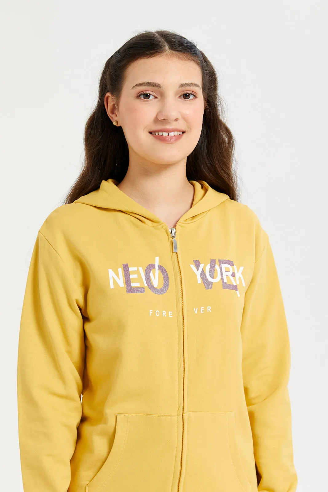 Mustard Hoody Zip Thru Sweatshirts