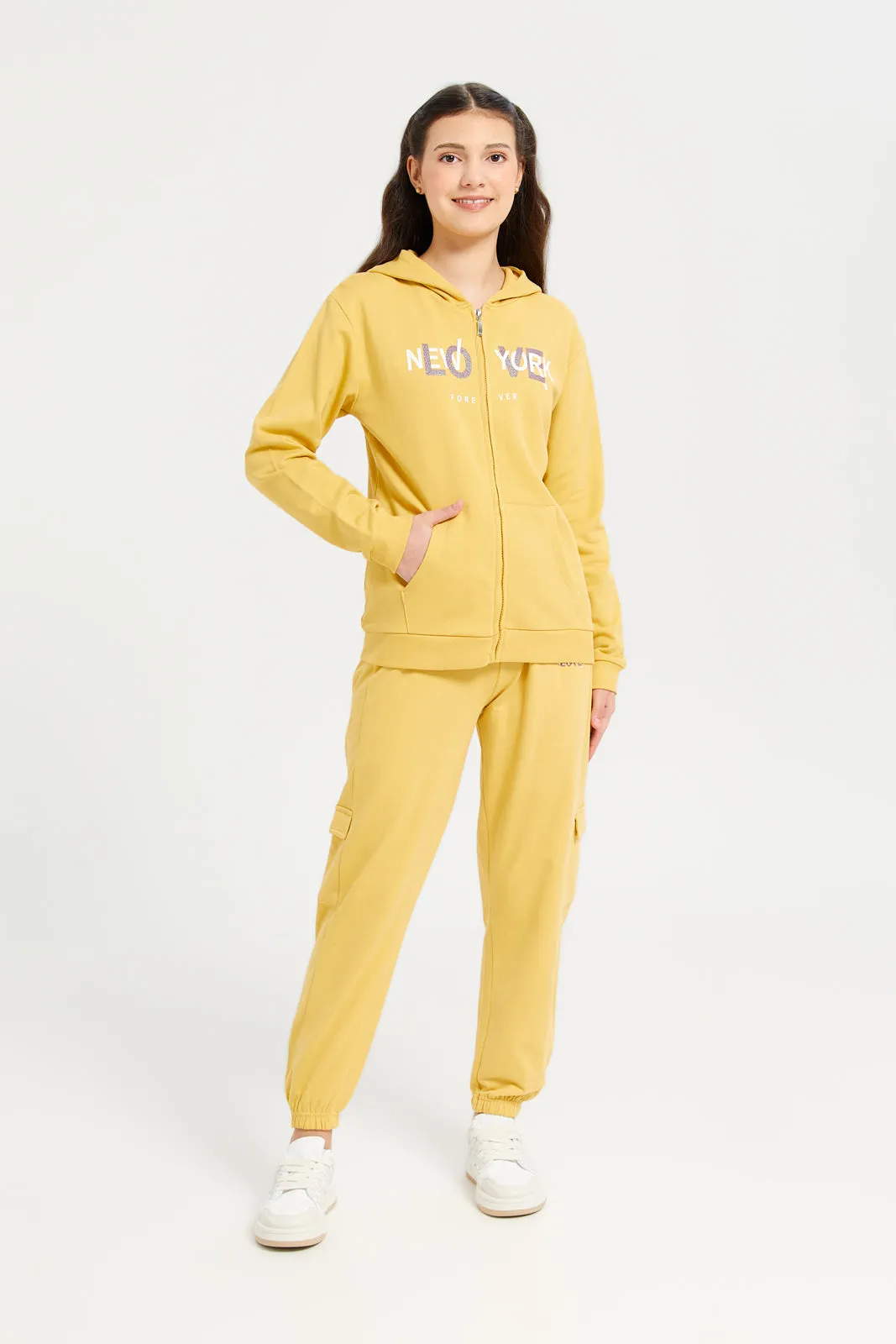 Mustard Hoody Zip Thru Sweatshirts