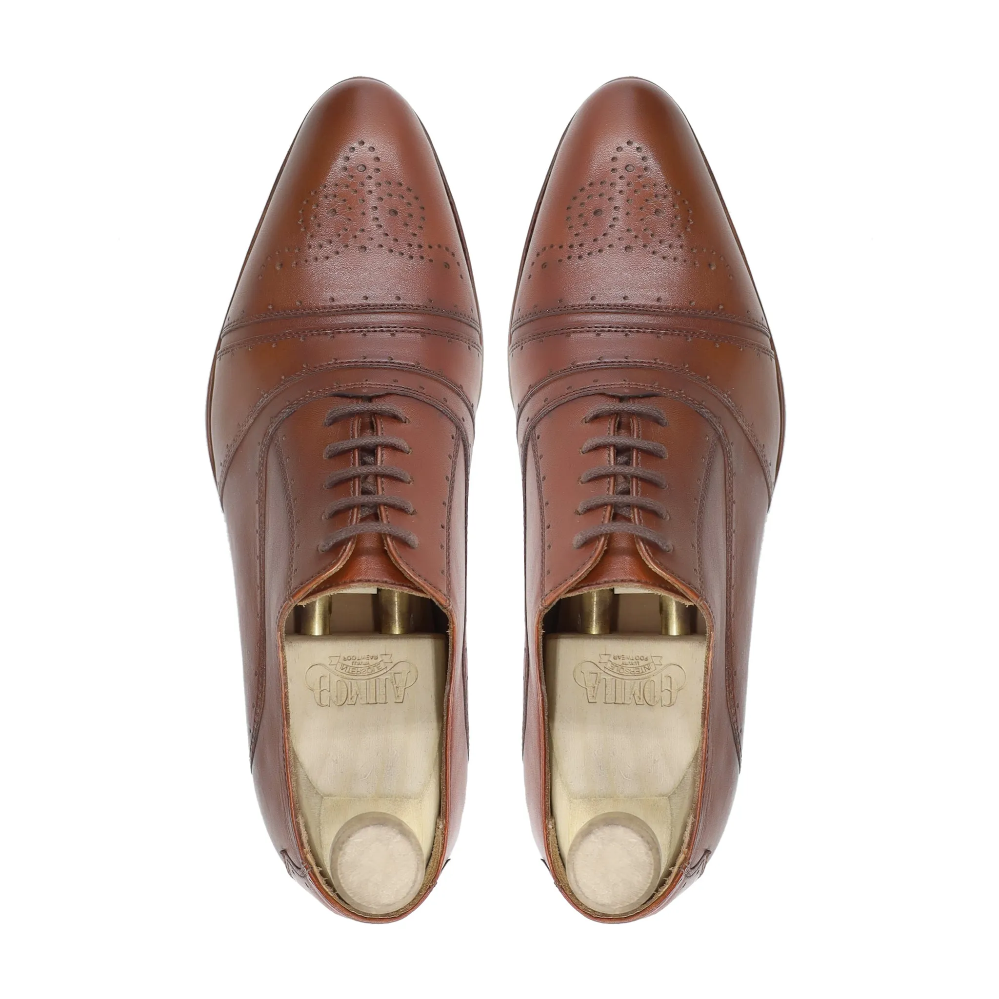 Nogi - Men's Light Brown Calf Leather Oxford Shoe