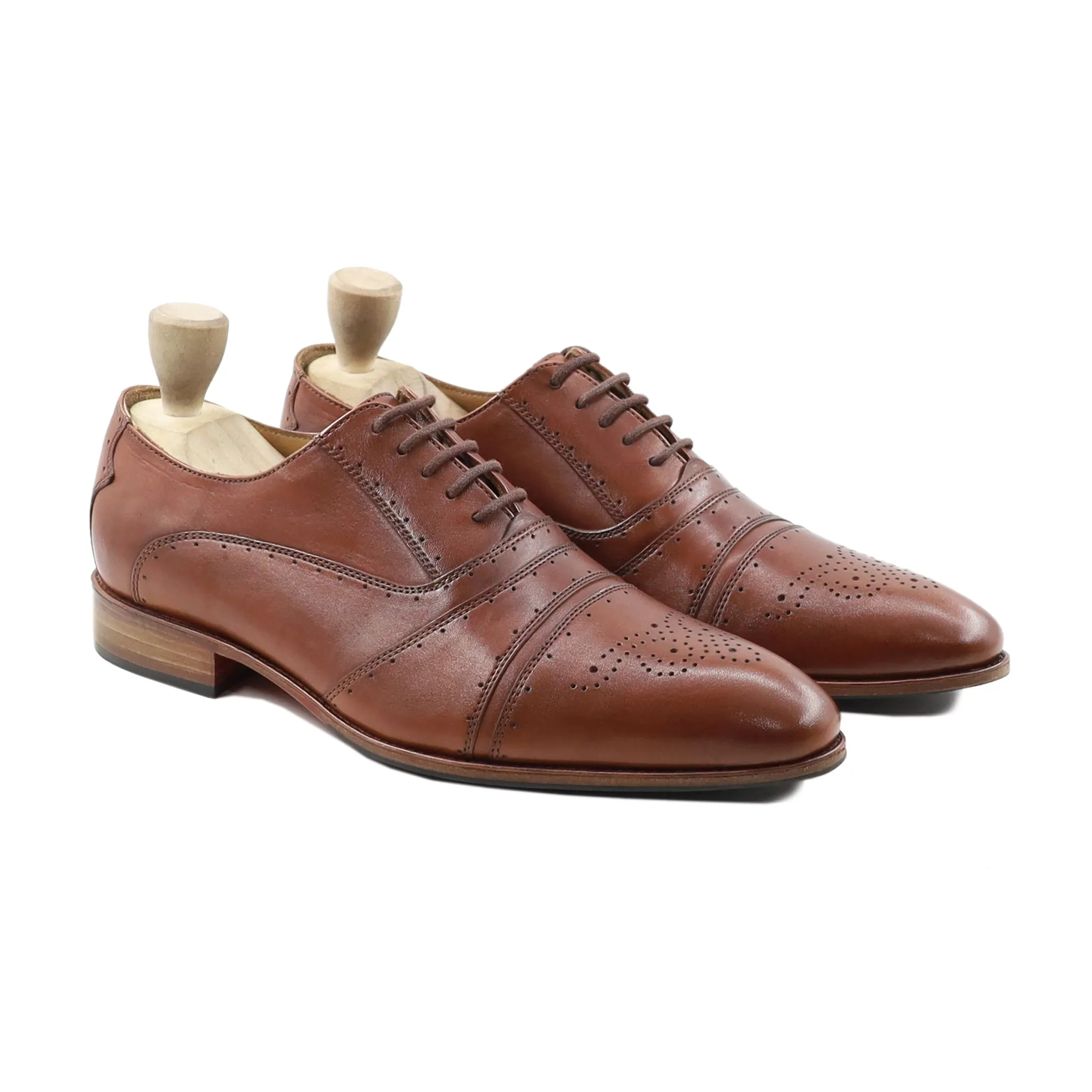 Nogi - Men's Light Brown Calf Leather Oxford Shoe