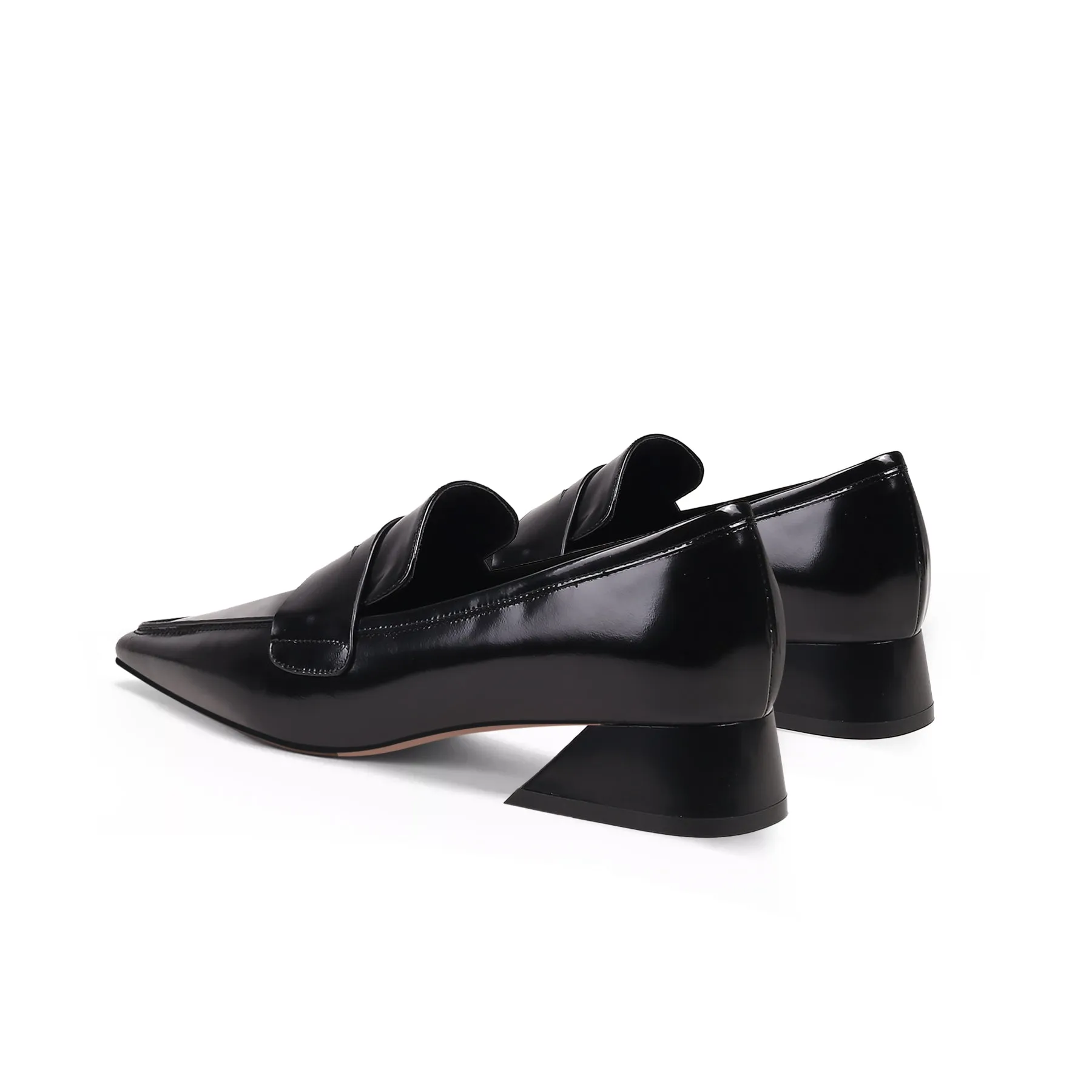 Pointed Toe Trapezoid Heel Loafers