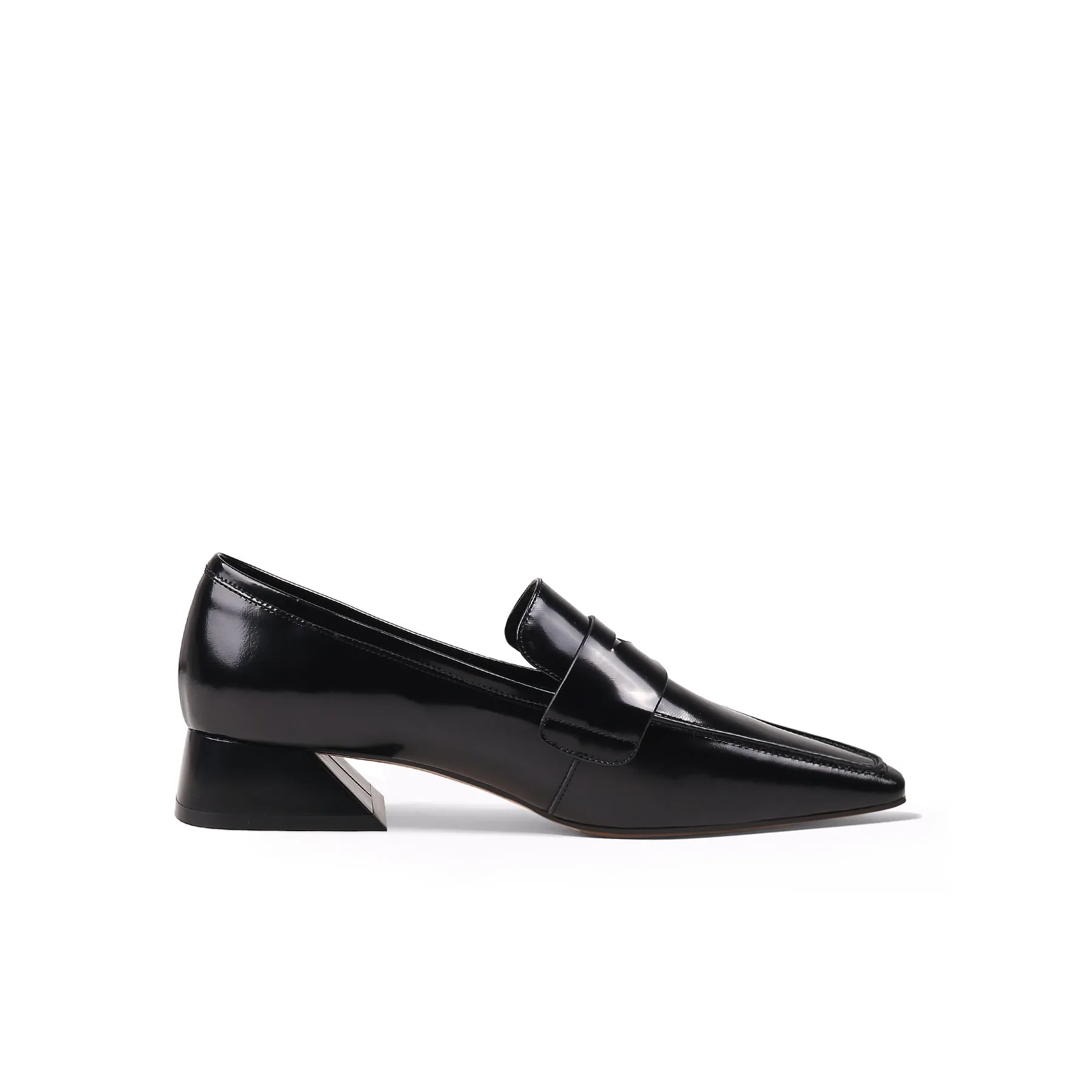 Pointed Toe Trapezoid Heel Loafers