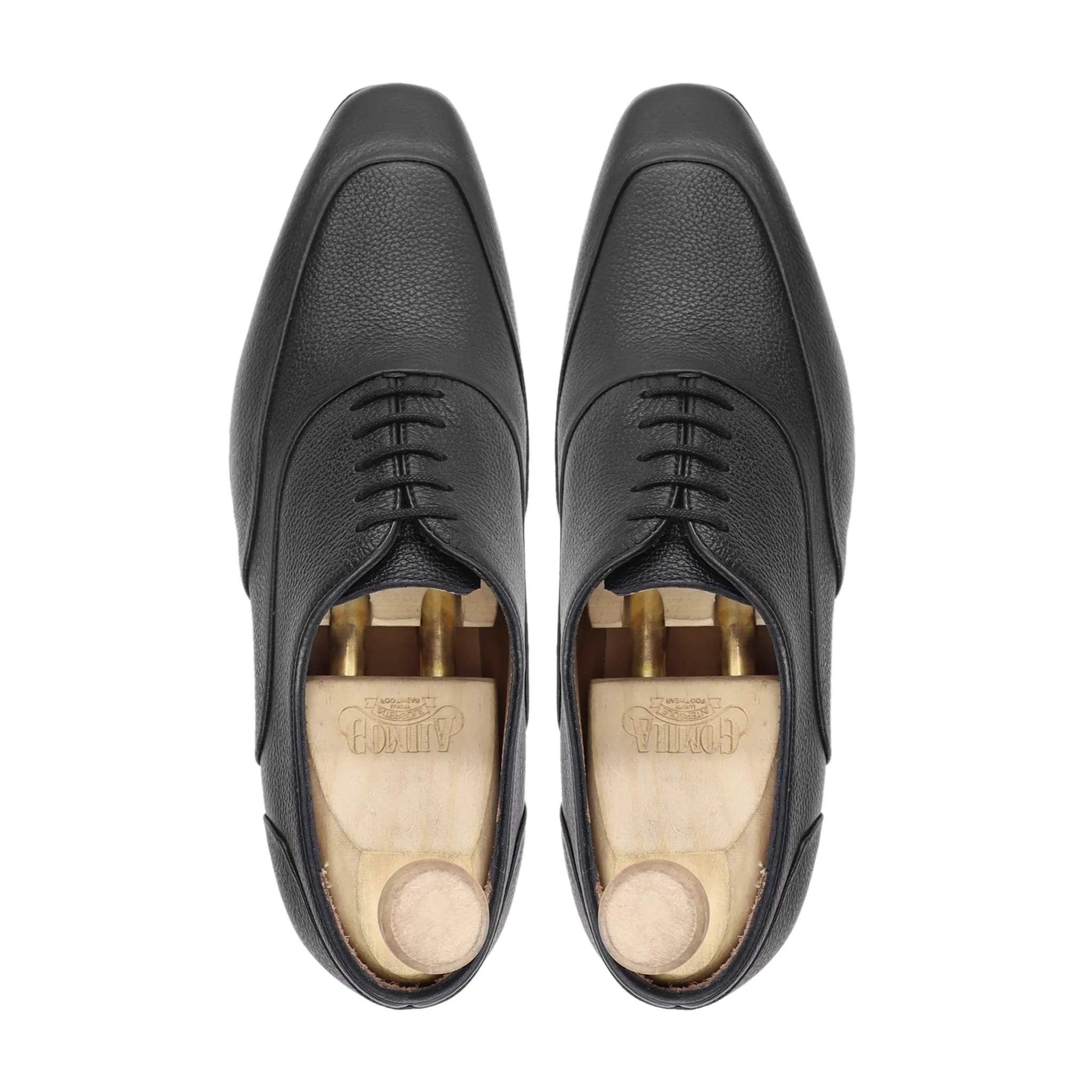 Poligiros - Men's Black Pebble Grain Leather Oxford Shoe