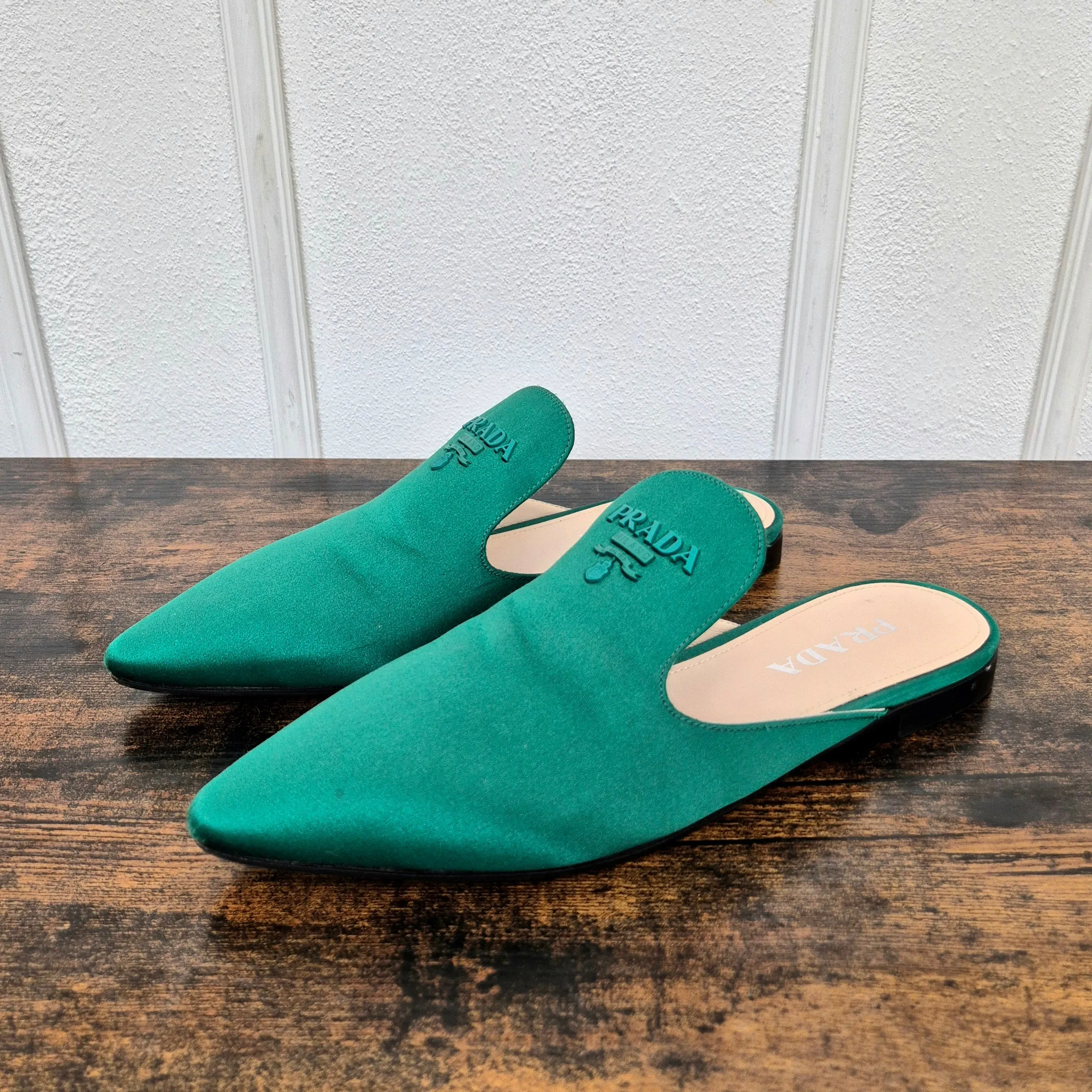 Prada | Mules in raso verde nr.39