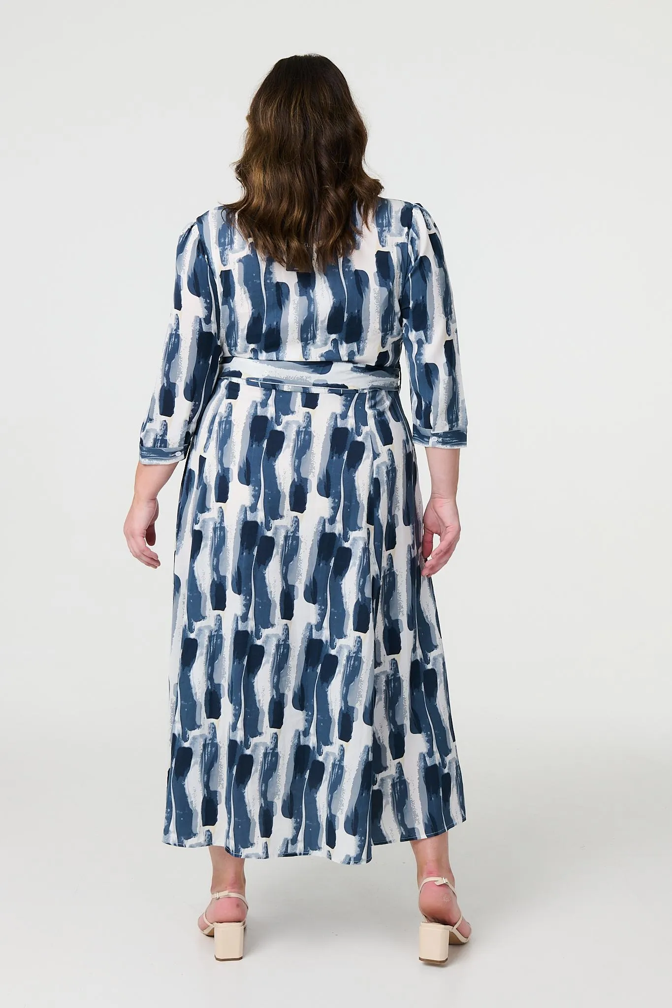 Printed Tailored Midi Shirt Dress