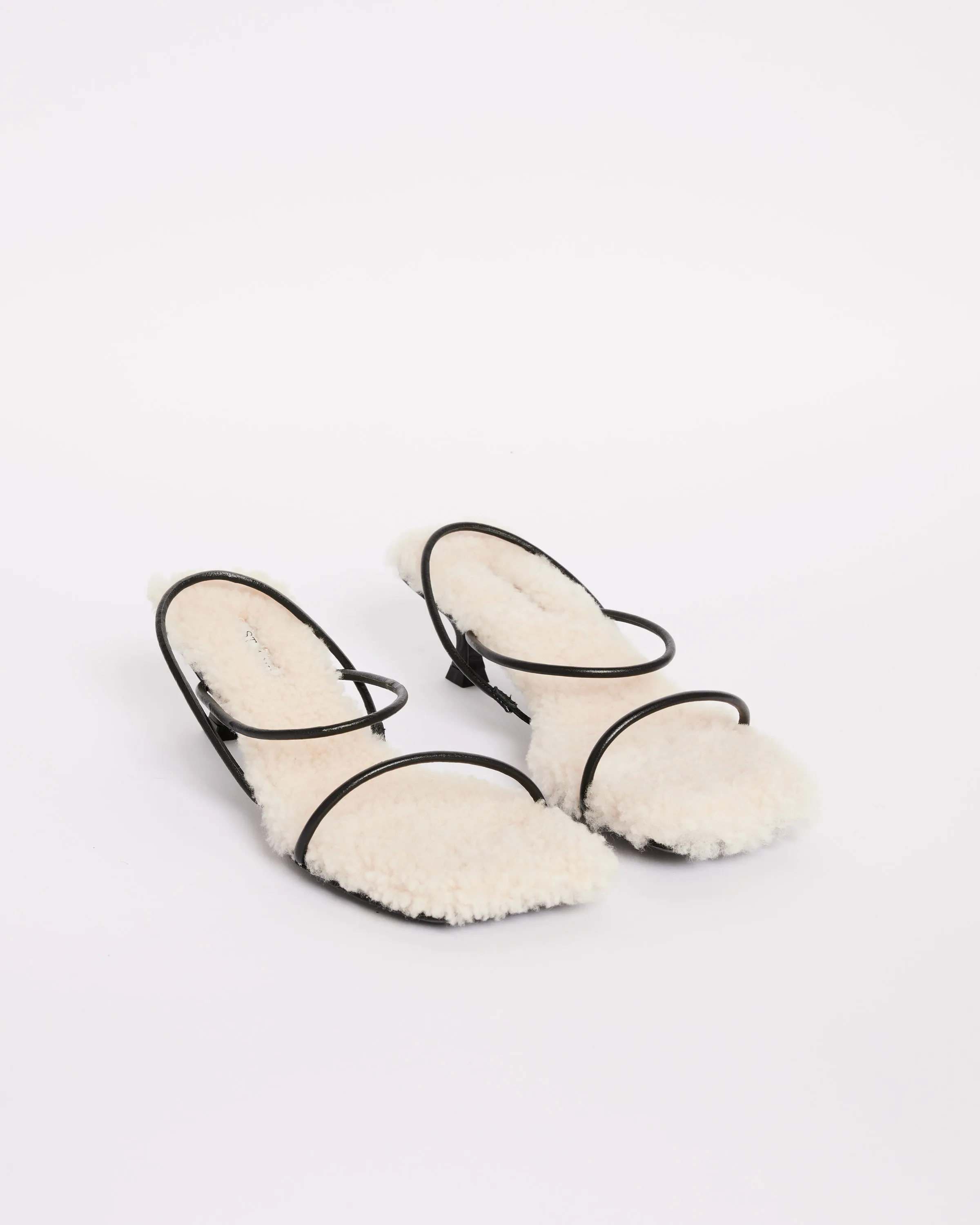 Shearling Kitten Heel in Black