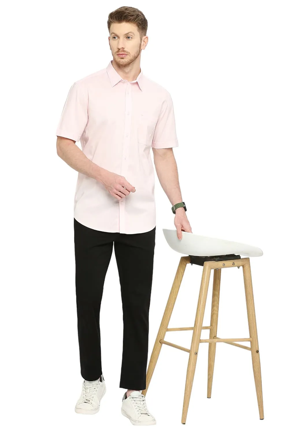 Slim Fit Cotton Oxford Halfsleeves Shirt