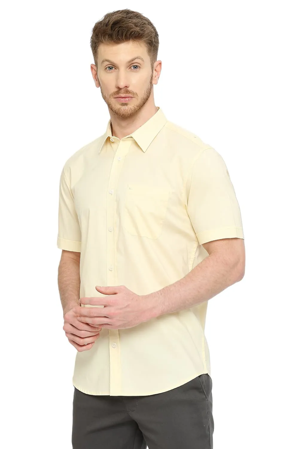 Slim Fit Cotton Oxford Halfsleeves Shirt