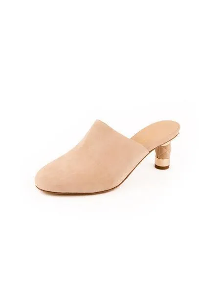 Suede Coco Tower Mules - Beige