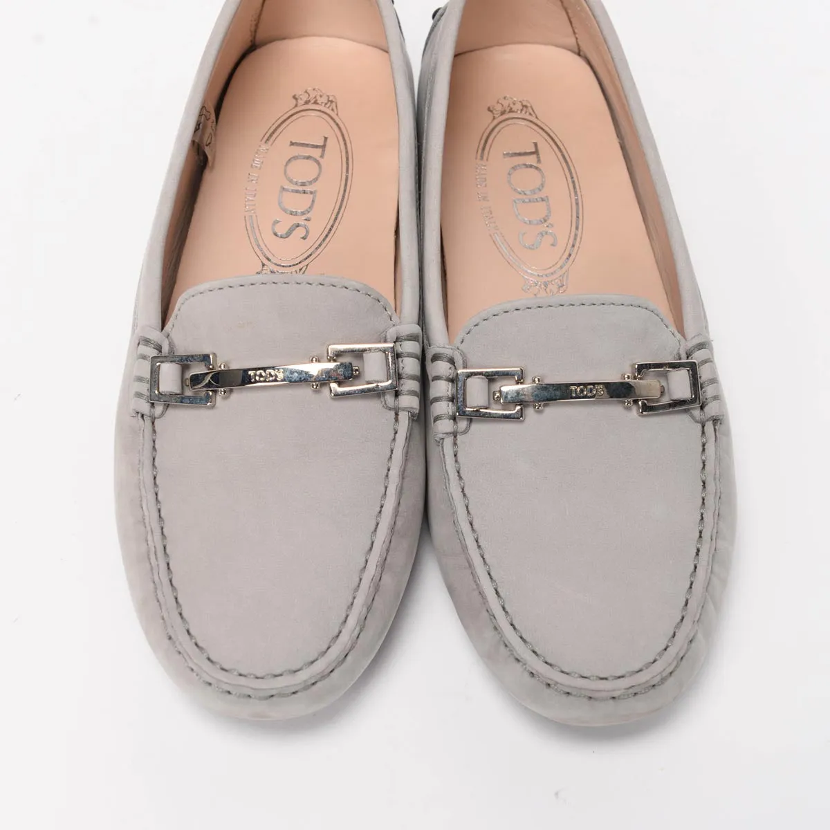 Tod's Grey Suede Gommini Moccasin Flats 34