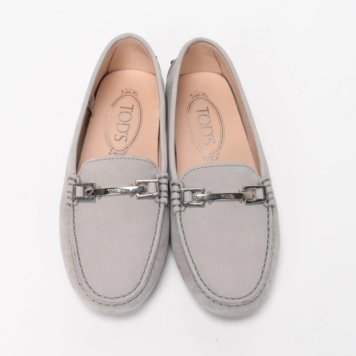 Tod's Grey Suede Gommini Moccasin Flats 34