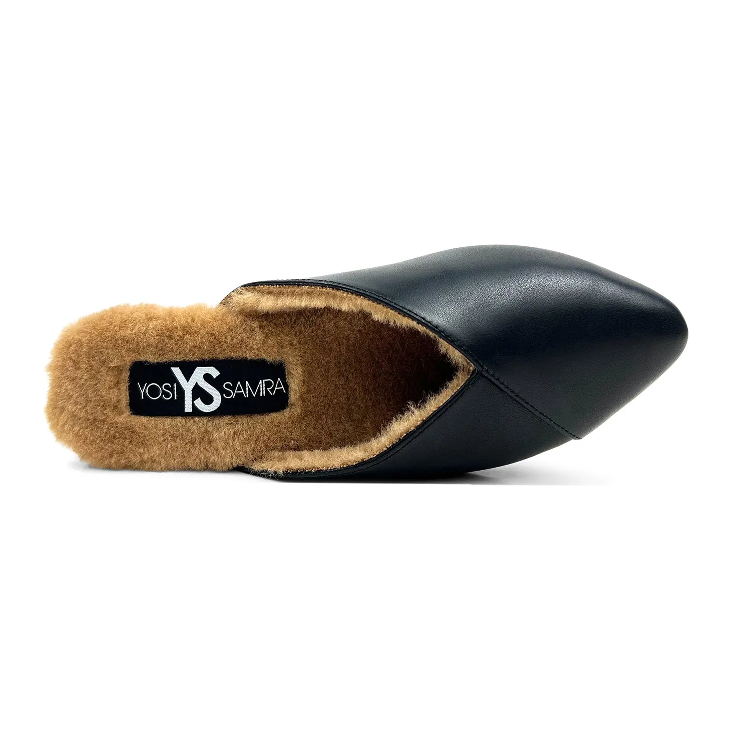 Valentina Slipper Mule in Black Leather