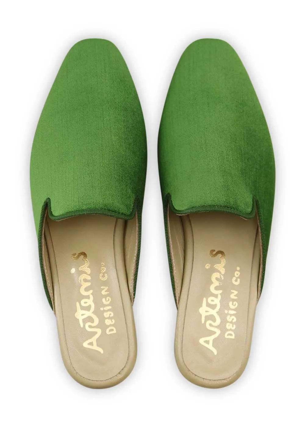 Women's Velvet Mules, Emerald Green