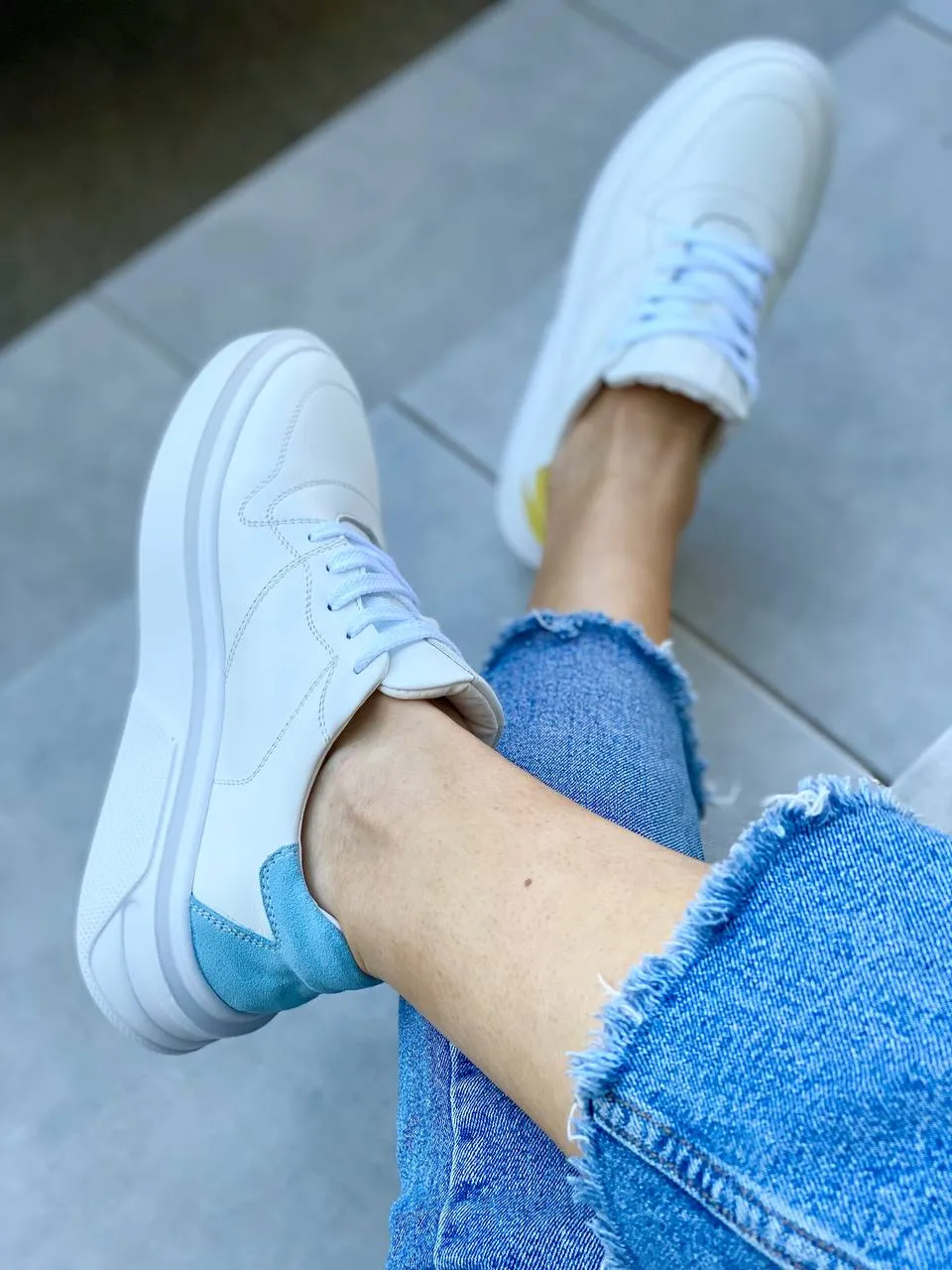 Women's white leather sneakers